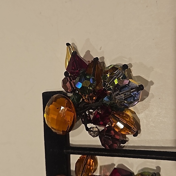 Colored Crystal Beads & AB Beads on Clip-on Earrings - Picture 3 of 6